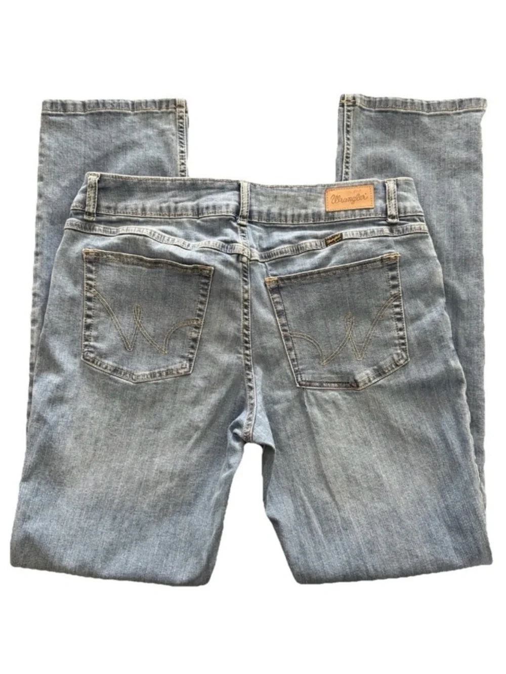 Wrangler Low Rise Straight Leg Jeans 13/14x34 Light Wash Western Stretch Denim